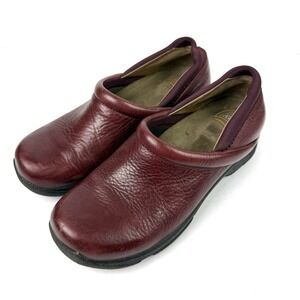 Dansko Clogs 40 Red Leather Slip On Shoes Work Classic Professional Comfort